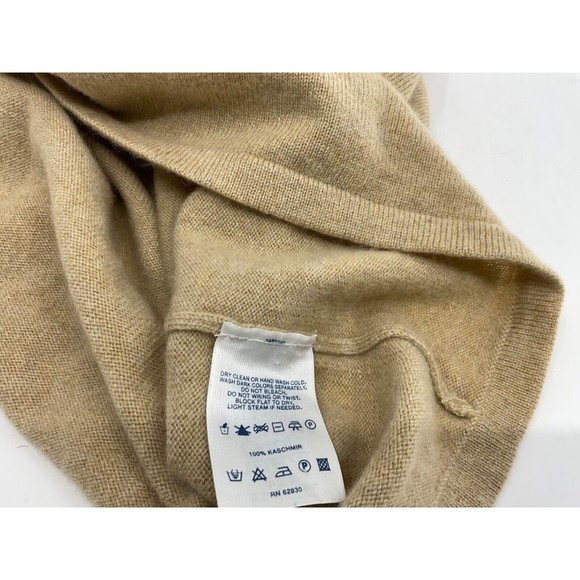 100% Cashmere Light Oatmeal Soft V Neck Knit Sweater S/M 6-8 Long sleeve - Picture 7 of 11